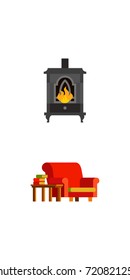Fireplace concept icon set