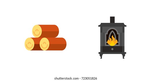 Fireplace concept icon set