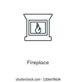 Fireplace concept line icon. Linear Fireplace concept outline symbol design. This simple element illustration can be used for web and mobile UI/UX.