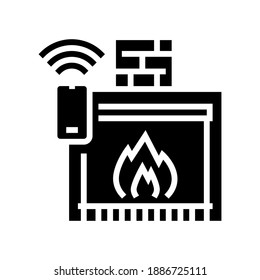 Kamin-Kontrollsystem der intelligenten häuslichen Glyph-Symbol-Vektorgrafik. Kamin-Kontrollsystem des intelligenten Hauszeichens. isoliertes Kontursymbol