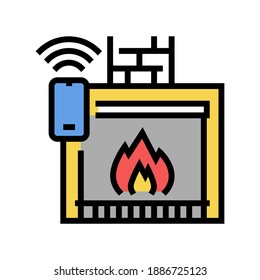 fireplace control system of smart home color icon vector. fireplace control system of smart home sign. isolated symbol illustration