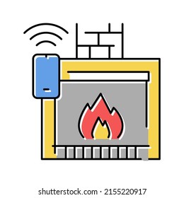 fireplace control system of smart home color icon vector. fireplace control system of smart home sign. isolated symbol illustration