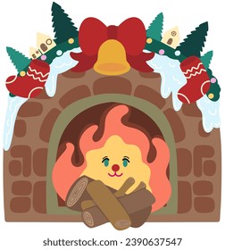 Fireplace decorated in a Christmas theme