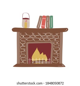Fireplace doodle icon. Vector cute hand drawn illustration