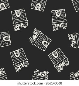 Fireplace doodle seamless pattern background