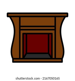 Fireplace With Doors Icon. Editable Bold Outline With Color Fill Design. Vector Illustration.
