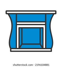 Fireplace With Doors Icon. Editable Bold Outline With Color Fill Design. Vector Illustration.