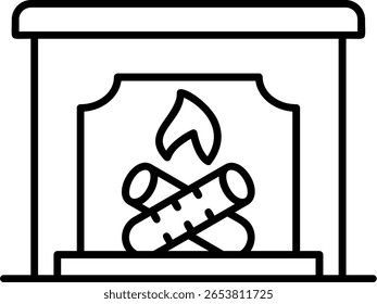 Fireplace Filled Style Icon Design