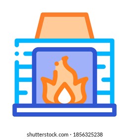 Chimenea Con Icono De Vector De Equipo De Calefacción Con Llama De Incendio. Frío Y Humedad, Sonido, Ionización E Ilustración De Calefacción