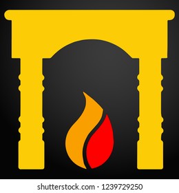 Fireplace with flame icon.