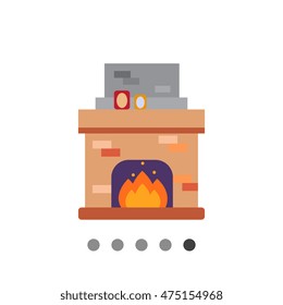 Fireplace with flame icon