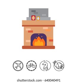 Fireplace with flame icon