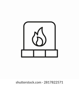 fireplace with flame icon sign vector