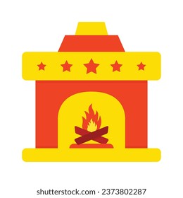 Chimenea la Ilustración de vectores de iconos planos aislados en fondo blanco. Uso para Navidad, Decoración, Tarjeta de felicitación Etc.