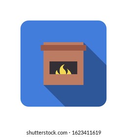 fireplace flat icon winth long shadow vector