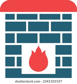 Fireplace Glyph Two Color Icon For Personal And Commercial Use.
