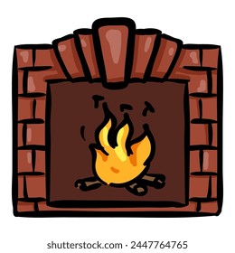 Kamin - handgezeichnetes Doodle-Symbol