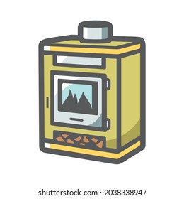 Icono del vector del hogar de la chimenea Ilustración de dibujos animados