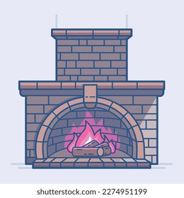 Chimenea con fuego caliente dentro de la ilustración de fondo blanco