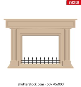 Fireplace in house room. Flat style design. Vector Illustration Isolated on white background.