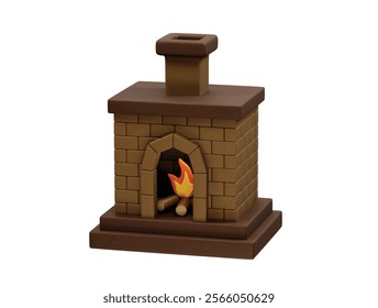 fireplace icon 3d rendering vector illustration