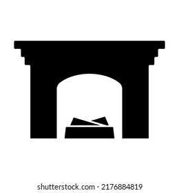 Fireplace icon. Black silhouette. Front view. Vector simple flat graphic illustration. Isolated object on a white background. Isolate.