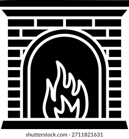 Icono de la chimenea con llamas ardientes