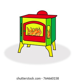 Fireplace icon in cartoon style. Vector Christmas Stove illustration isolated on white background