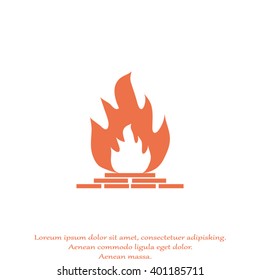 fireplace icon. chimney symbol,vector Fireplace with fire