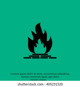 fireplace icon. chimney symbol,vector Fireplace with fire