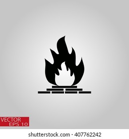fireplace icon. chimney symbol,vector Fireplace with fire