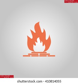 fireplace icon. chimney symbol,vector Fireplace with fire