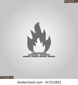 fireplace icon. chimney symbol,vector Fireplace with fire