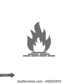 fireplace icon. chimney symbol,vector Fireplace with fire