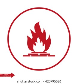 fireplace icon. chimney symbol,vector Fireplace with fire