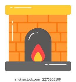 Fireplace icon design isolated on white background, editable vector
