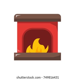fireplace icon design with white background. flat design style. vector illustration