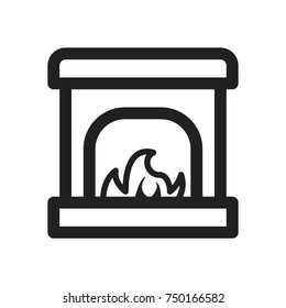 fireplace icon design with white background. outline design style. vector illustration