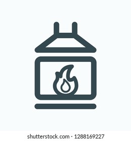 Fireplace icon, fire chimney vector icon