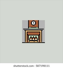 fireplace icon flat design