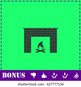 Fireplace icon flat. Simple vector symbol and bonus icon