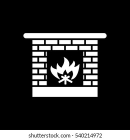 Fireplace icon. Hearth and chimney, fire, mantelpiece, heat symbol. Flat design. Stock - Vector illustration