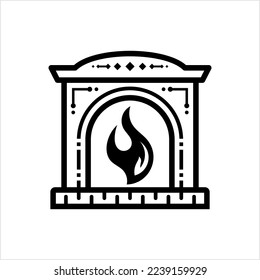 Kamin-Icon, Hearth-Symbol, Zimmerheizung Vektorgrafik-Illustration