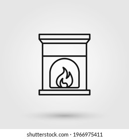 Fireplace icon. House interior design.