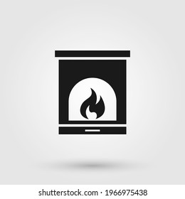 Fireplace icon. House interior design.