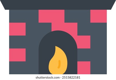 Fireplace Icon or Illustration Representing Cozy Winter Scenes, Holiday Traditions, and Festive Decor