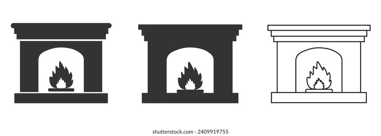 Fireplace icon. Interior home symbol set fireplace vector ilustration.