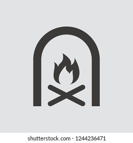 Fireplace icon isolated of flat style. Vector illustration.