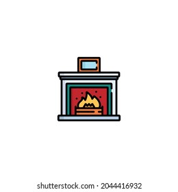 Fireplace Icon Isolated On White Background