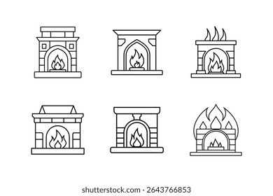 fireplace icon line art vector illustration